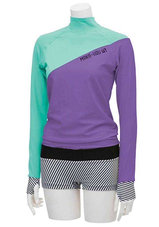 Maka Hou レディースラッシュガード Turtle Neck With Hot Pants 25w04 71s Uvカット 紫外線対策
