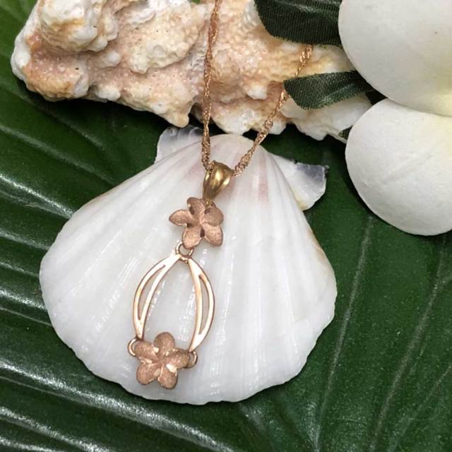 ハワイアンジュエリー 14k シンガポールチェーン付きダブルサークル