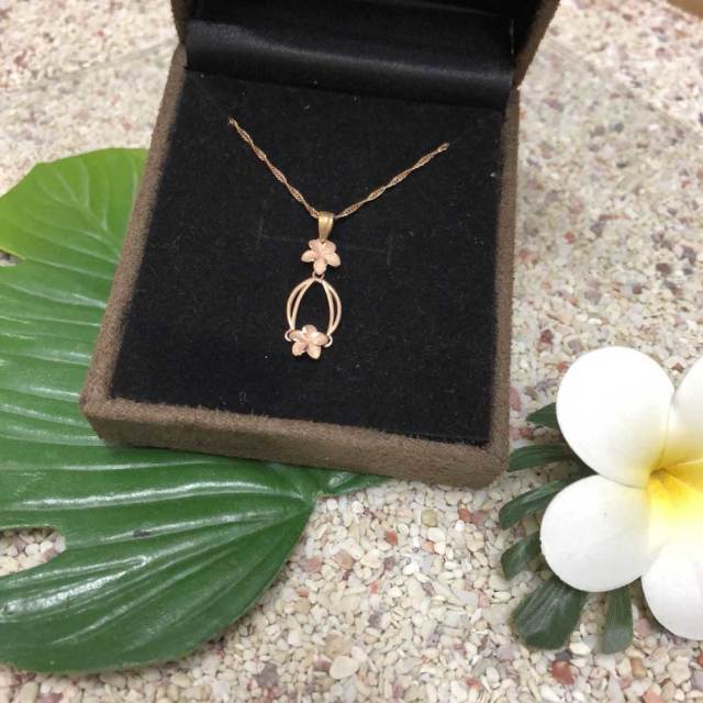 ハワイアンジュエリー 14k シンガポールチェーン付きダブルサークル