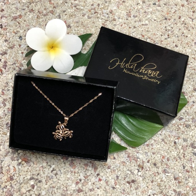 ハワイアンジュエリー 14ｋ　シンガポールチェーン付き　3ホヌネックレス/ハワイアンアクセサリー