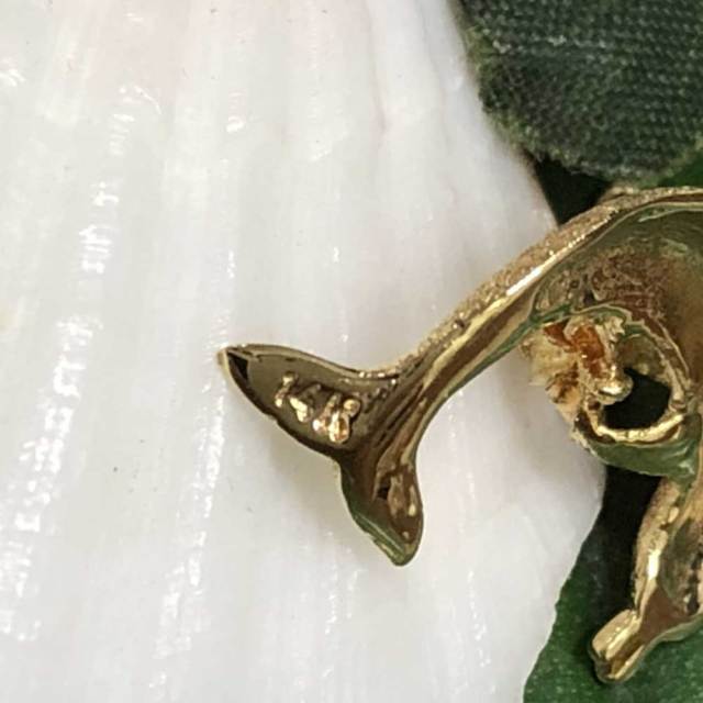 ハワイアンジュエリー 14ｋ　シンガポールチェーン付きドルフィン×プルメリアネックレス/ハワイアンアクセサリー