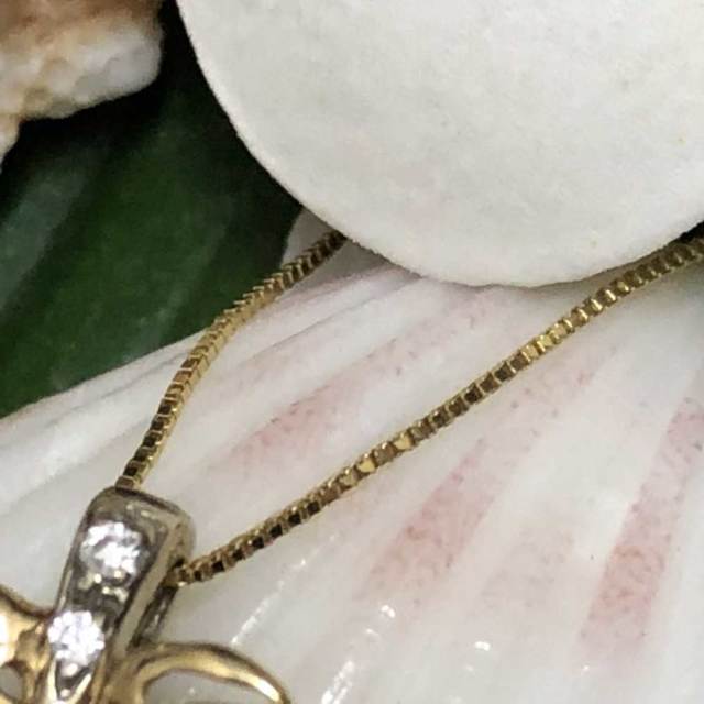 ハワイアンジュエリー 14ｋ　ベネチアンチェーン付きモンステラネックレス/ハワイアンアクセサリー