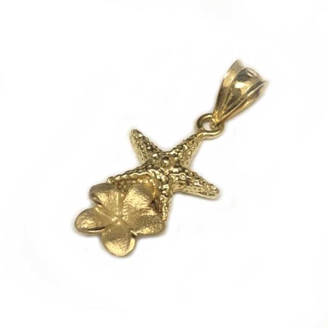 ハワイアンジュエリー 14ｋ　スターフィッシュ×プルメリア　ペンダントヘッド/ハワイアンアクセサリー　ヒトデ