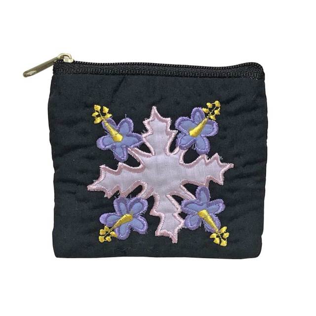 ハワイアンキルト Hawaiian Quilt 　ハイビスカス柄スクエアコインケース/財布　小銭入れ