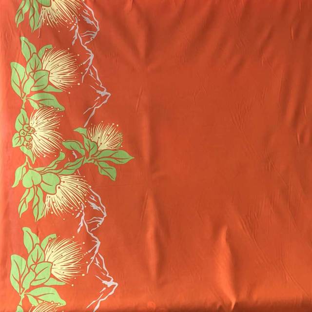 ハワイアン生地 レフアボーダー　オレンジ　LW-17-609-Orange