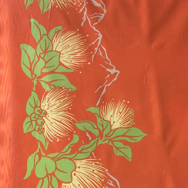 ハワイアン生地 レフアボーダー　オレンジ　LW-17-609-Orange