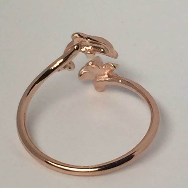ハワイアンジュエリー ピンクシルバートゥーリング イルカ×プルメリア/ピンキーリング Toe Ring 足用 指輪