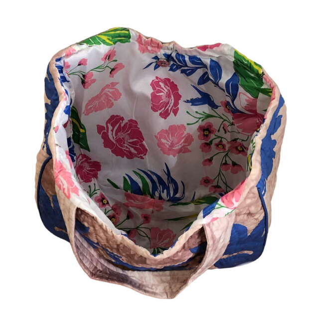 ハワイアンキルト ハンドバッグ タイダイ　ブルーパンの木柄