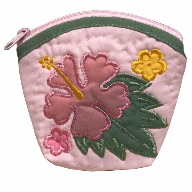 ハワイアンキルト Hawaiian Quilt 　ハイビスカスコインケース　ライトピンク/インテリア小物