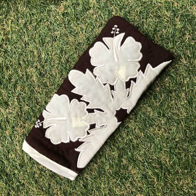 ハワイアンキルト メガネケース ハイビスカス柄 ブラウン/ Hawaiian quilt 眼鏡　サングラスケース