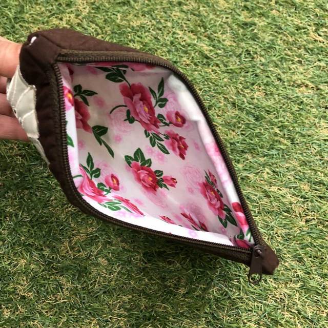 ハワイアンキルト Hawaiian Quilt リーフ柄ペンケース　ブラウン