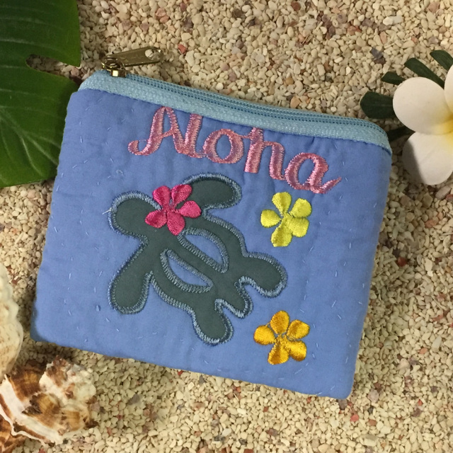 ハワイアンキルト Hawaiian Quilt ホヌ柄コインケース/インテリア小物