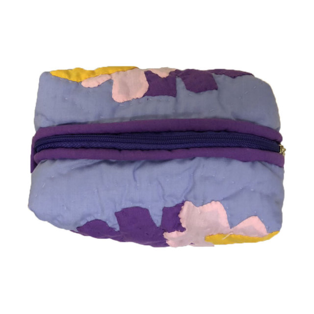 ハワイアンキルト Hawaiian Quilt　キャラメルポーチ ハイビスカス　パープル/小物入れ　化粧ポーチ