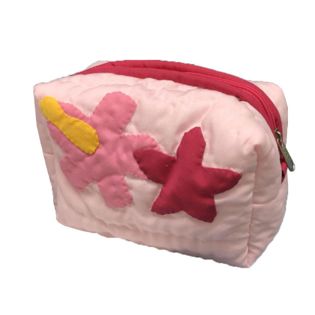 ハワイアンキルト Hawaiian Quilt　キャラメルポーチ ハイビスカス　ライトピンク