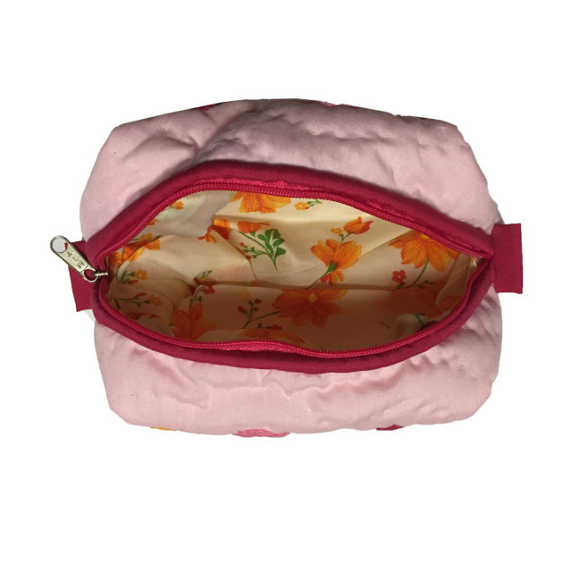 ハワイアンキルト Hawaiian Quilt　キャラメルポーチ ハイビスカス　ライトピンク