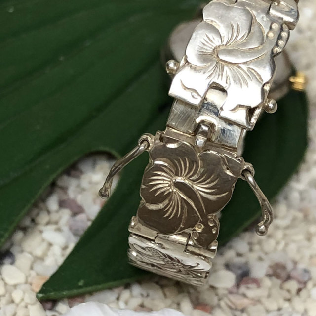 ハワイアンジュエリー シルバーブレスウォッチ プルメリアハイビスカス