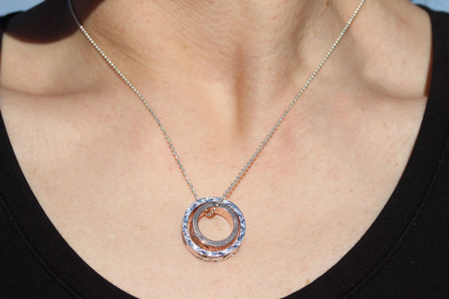 ハワイアンジュエリー　シルバーリング型ペンダントネックレス ハワイアンジュエリー ネックレス チェーン付き ペンダント