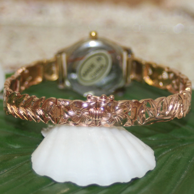 ハワイアンジュエリー ピンクシルバーブレスウォッチ プルメリア