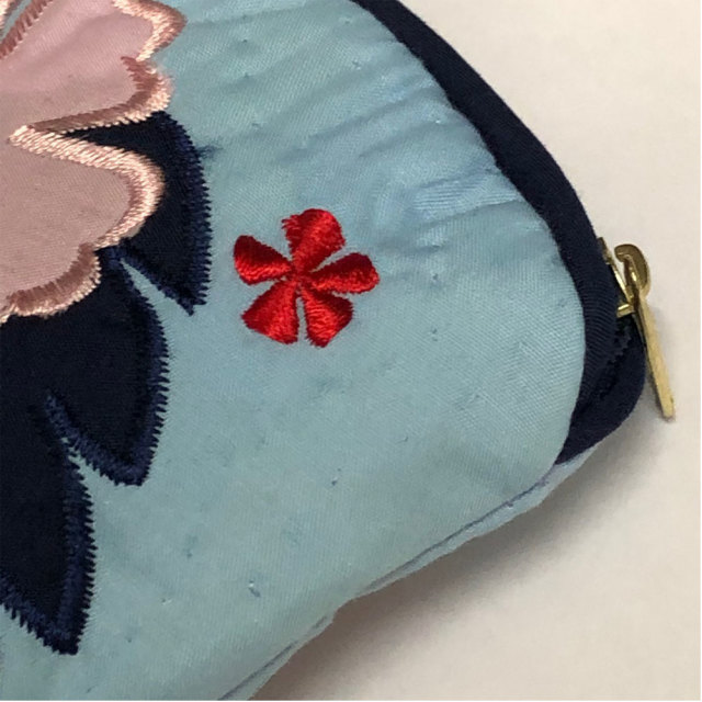 ハワイアンキルト Hawaiian Quilt ハイビスカスコインケース ブルー インテリア小物 財布 小銭入れ 小物入れ がま口