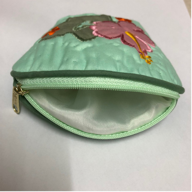ハワイアンキルト Hawaiian Quilt ハイビスカスコインケース グリーン インテリア小物 財布 小銭入れ 小物入れ がま口