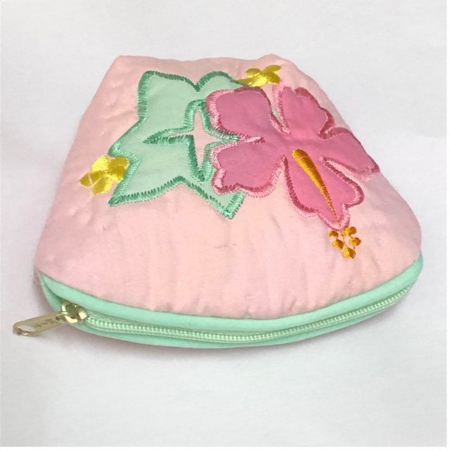 ハワイアンキルト Hawaiian Quilt ハイビスカスコインケース ライトピンク インテリア小物 財布 小銭入れ 小物入れ がま口