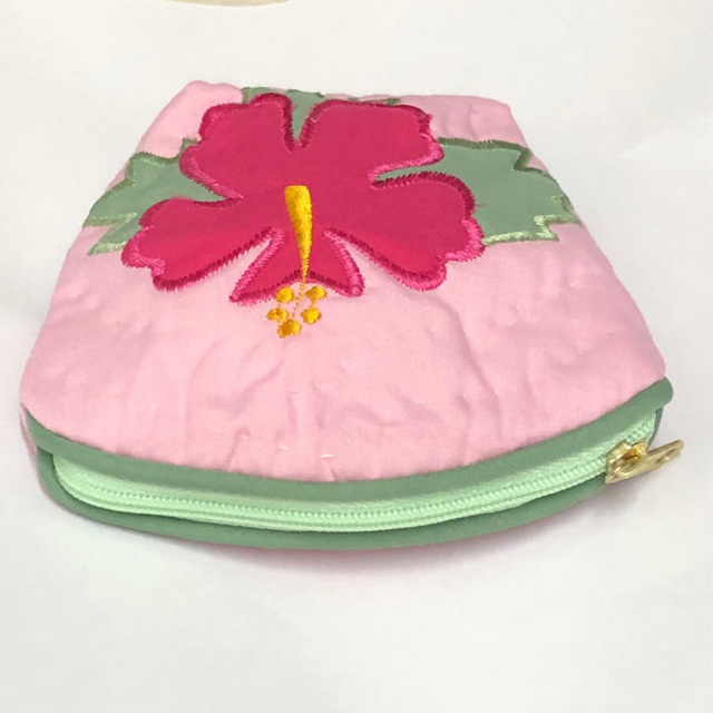 ハワイアンキルト Hawaiian Quilt ハイビスカスコインケース ピンク インテリア小物 財布 小銭入れ 小物入れ がま口