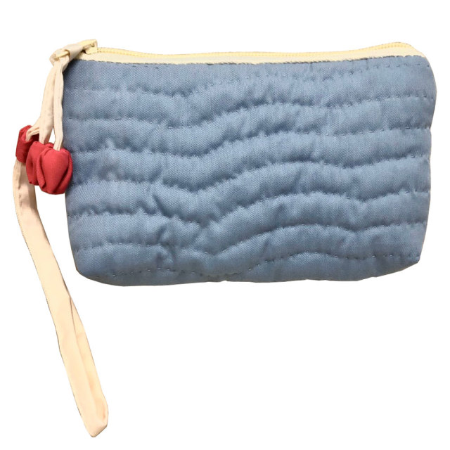 ハワイアンキルト フラガール 化粧ポーチ ブルー 小物入れ