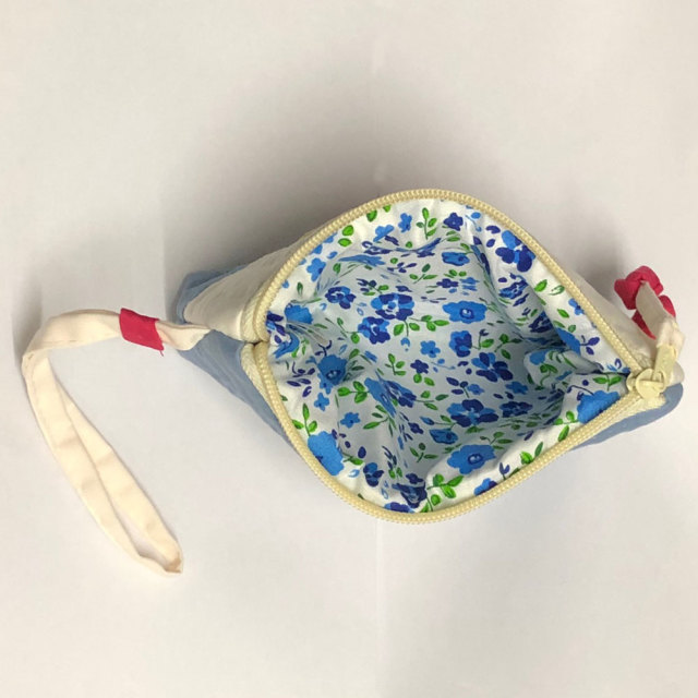 ハワイアンキルト フラガール 化粧ポーチ ブルー 小物入れ