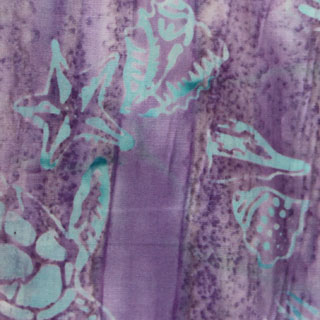 ハワイアン生地 タイダイ パープル系 ホヌ×シェル柄 手芸用布 コットン 綿 海亀