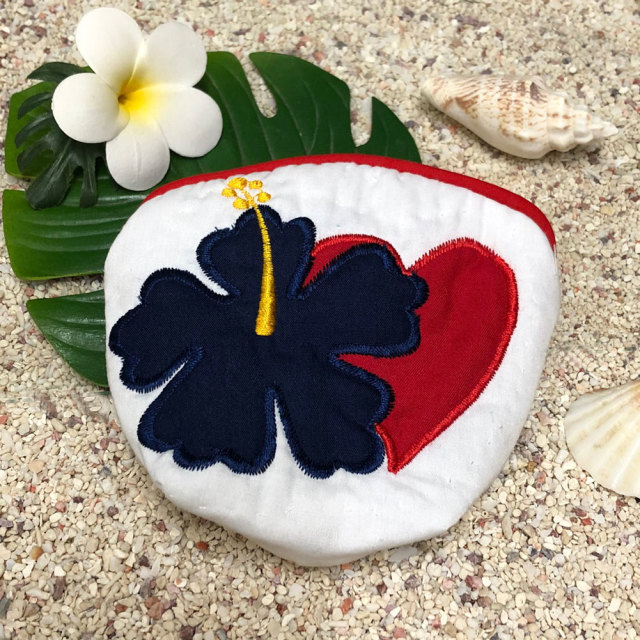 ハワイアンキルト Hawaiian Quilt ハイビスカスコインケース 小銭入れ