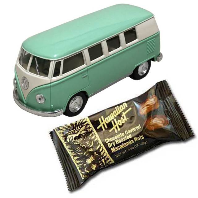 バレンタインギフト ダイキャストミニカー　1962 VW クラシカルバス パステル×チョコバーセット