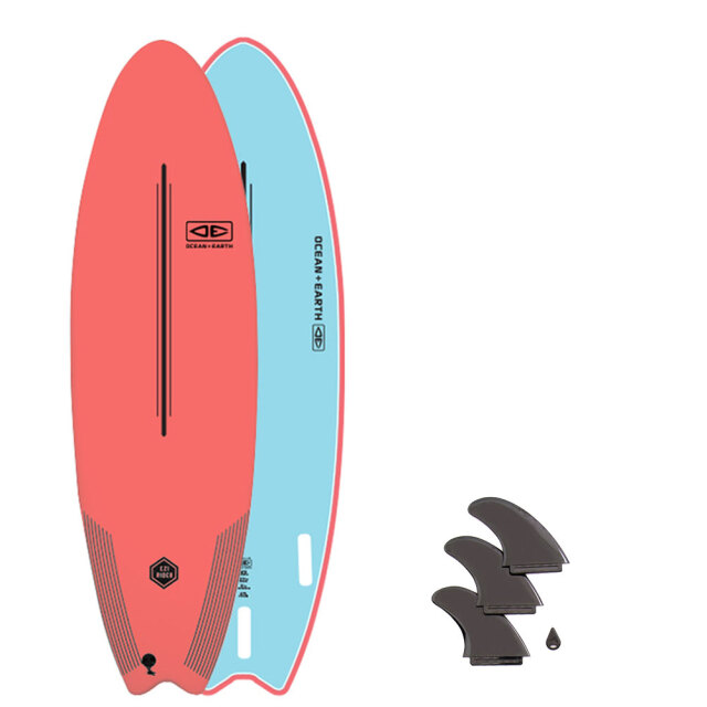 【送料無料 代引き*同梱不可】 ソフトボード 送料無料 代引き*同梱不可 OCEAN&EARTH EZI RIDER SOFT BOARD 5'6  サーフボード 初心者用 大人子供 キッズ おすすめ ショートボード サーフィン ホワイト イエロー ピンク ブルー ネイビー パステル コーラル