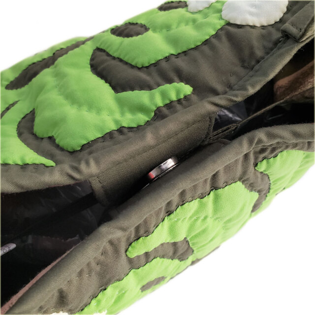 ハワイアンキルト ハンドバッグ モンステラ×プルメリア グリーン