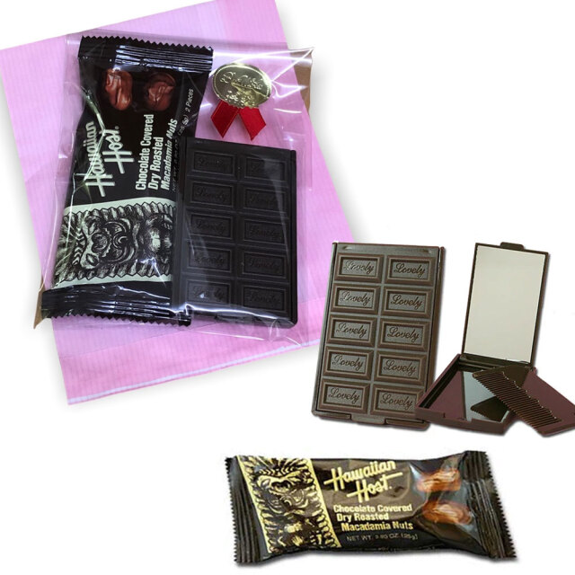 バレンタインデーギフトセット 「チョコレート型ミラー＆マカダミアンナッツチョコレート」