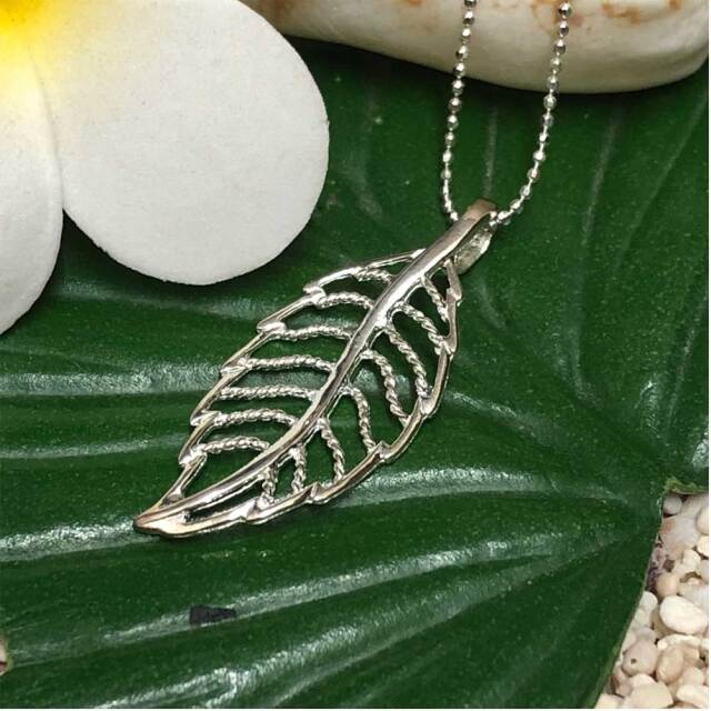ハワイアンジュエリー ネックレス チェーン付き ペンダント シルバー マイレリーフ Maile Leaf レディース