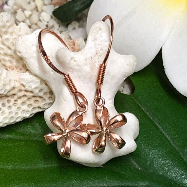 ※値下げ※ 美品　K14 ハワイアンジュエリー　プルメリア透かし彫りフープピアス 値下げ※ 美品 K14 ハワイアンジュエリー プルメリア透かし彫り