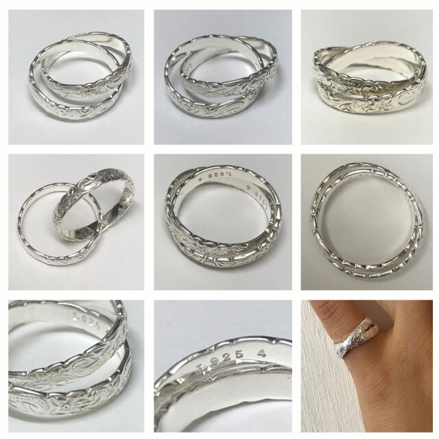 ハワイアンジュエリー リング シルバーリング 3mm 2連カットアウトリング