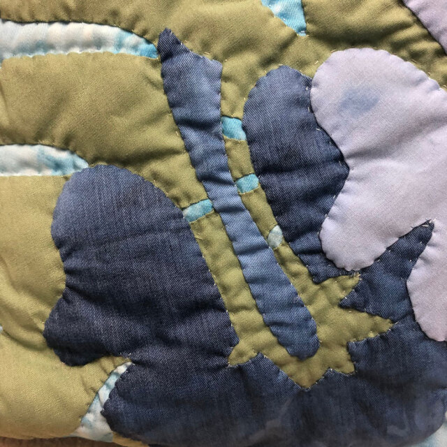 ハワイアンキルト バッグ ブルータイダイ ハイビスカス柄