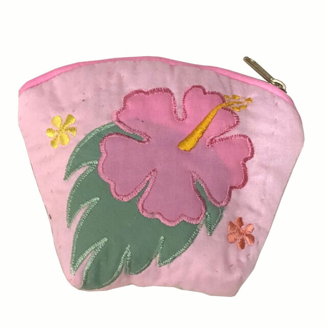 ハワイアンキルト Hawaiian Quilt ハイビスカスコインケース ピンク