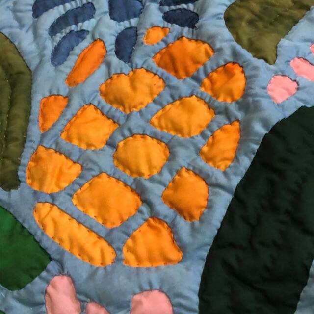 ハワイアンキルト 45cm×45cm用 クッションカバー パイナップル柄 タイダイ生地