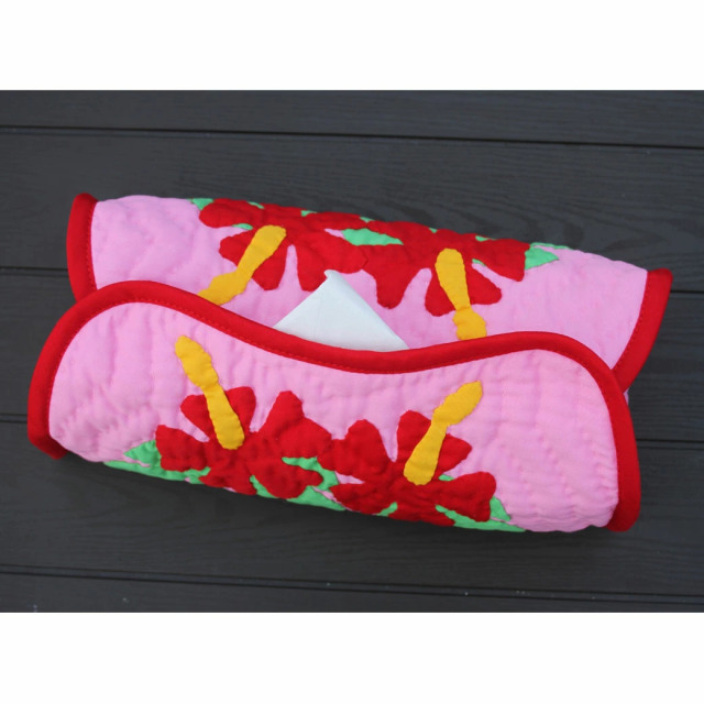 ハワイアンキルト　Hawaiian Quilt　ティッシュボックスカバー ハイビスカス