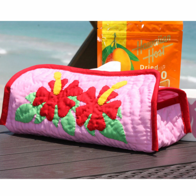 ハワイアンキルト　Hawaiian Quilt　ティッシュボックスカバー ハイビスカス