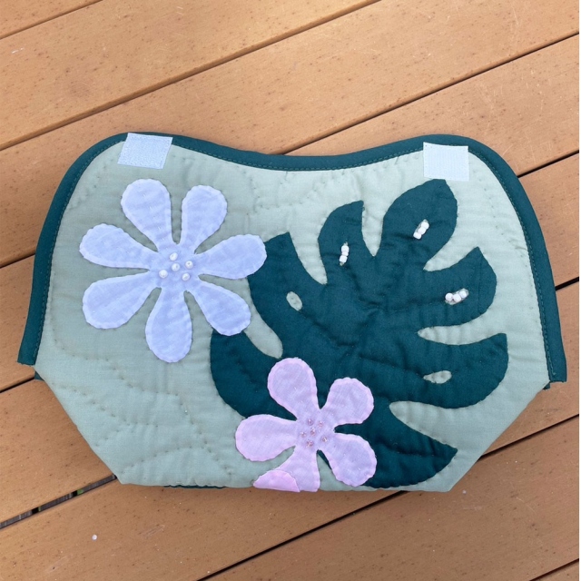 ハワイアンキルト Hawaiian Quilt ティッシュボックスカバー モスグリーン