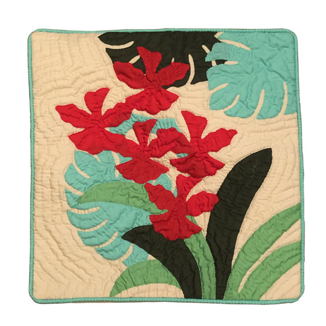 ハワイアンキルト 45cm×45cm用 クッションカバー オーキッド柄