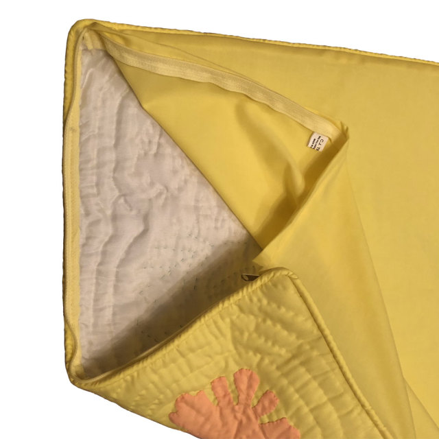 ハワイアンキルト　クッションカバー　イエロー　45cm✖️45cm ハワイアンキルト 45cm×45cm用 クッションカバー イエロー