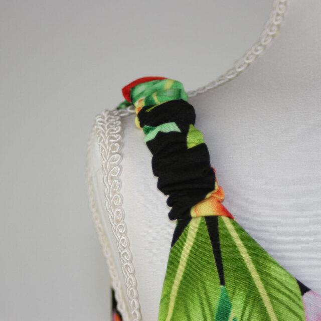 子供服ハワイアン キッズワンピース ブラック プルメリア ハイビスカス バードオブパラダイス