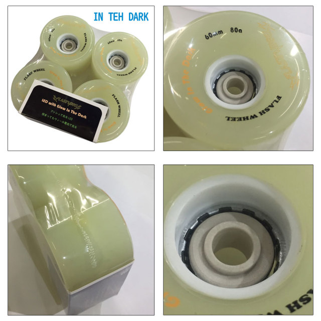 スケートボード 蓄光で光るクルーザーウィール 60mm 78a 80a