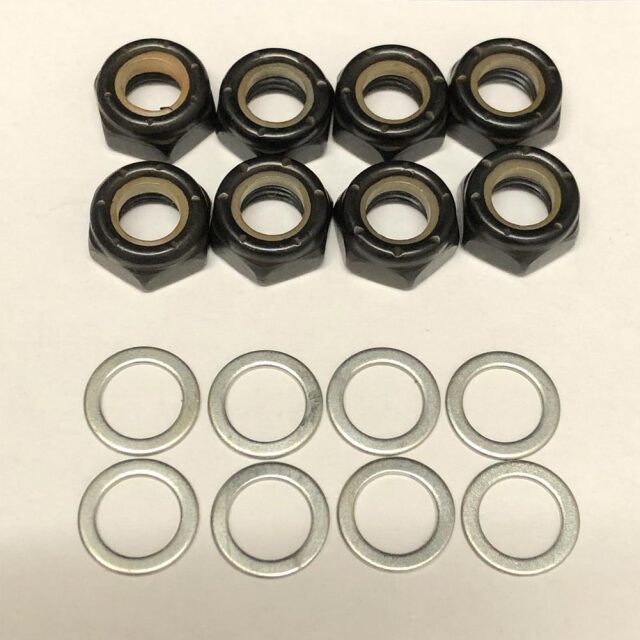 スケートボード用 アクスルナット・ワッシャーセット ナット8個+ワッシャー8個