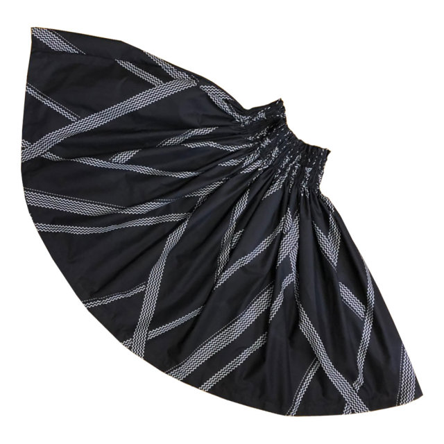 パウスカートシングル大人用 ブラック タパ柄 3本ゴム 73cm