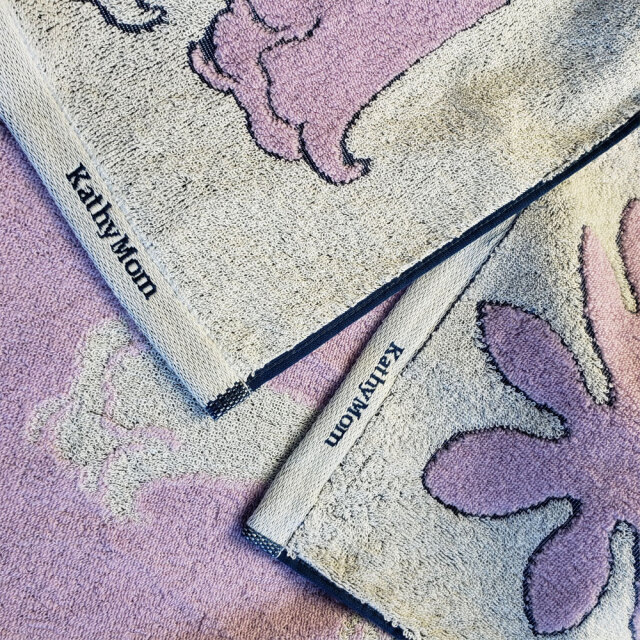 キャシーマム ハワイアンキルト柄 エンゼルストランペット ホワイト60cm×120cm キャシー中島 無撚糸使用 バスタオル
